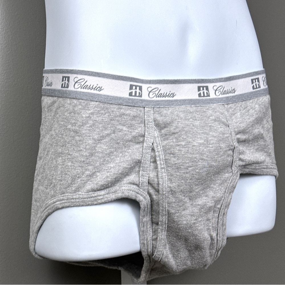 Vintage Hanes Classic Gray Men's Briefs Underwear Size Large 36-38 USA Made - Picture 2 of 5